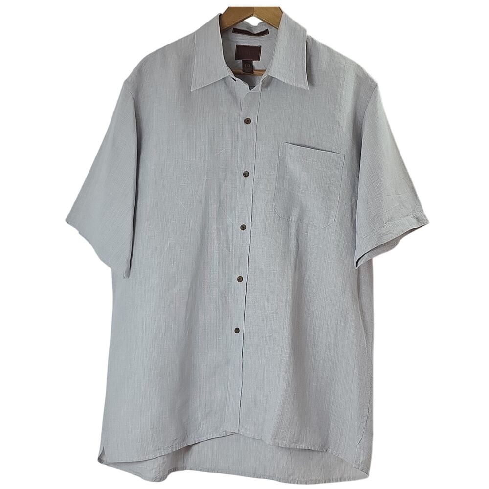 Born Mens Sz L Linen Bamboo Quiet Luxury Vacation Business Casual Logo Shirt